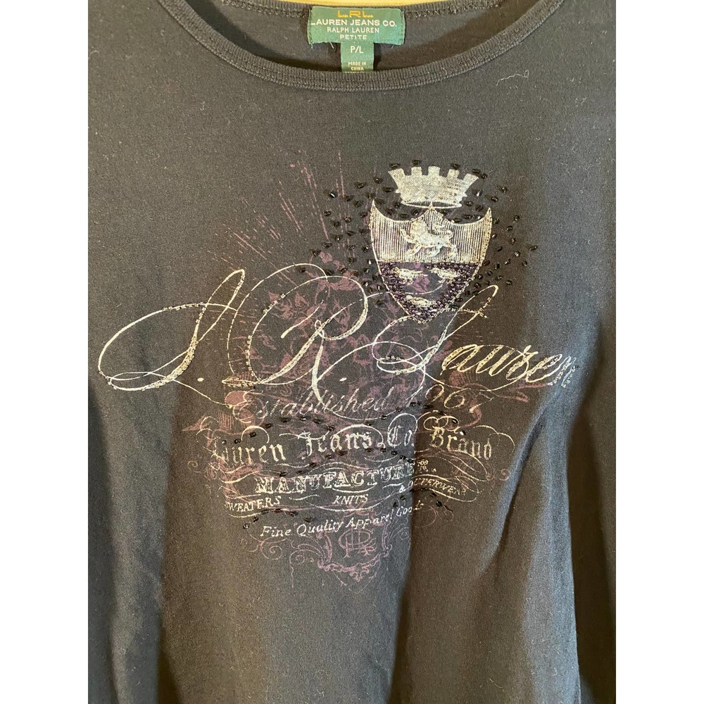 Lauren Jeans CO. Ralph Lauren Tee Black Size P/L - Picture 1 of 8